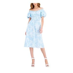 INC Cotton Floral Dress with puffy sleeves